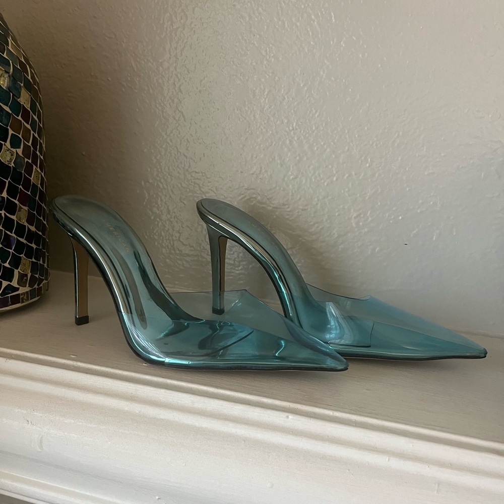 Like New Good American Womens Blue Princess Glass Slipper Stiletto Pointy Mu… - Picture 7 of 8